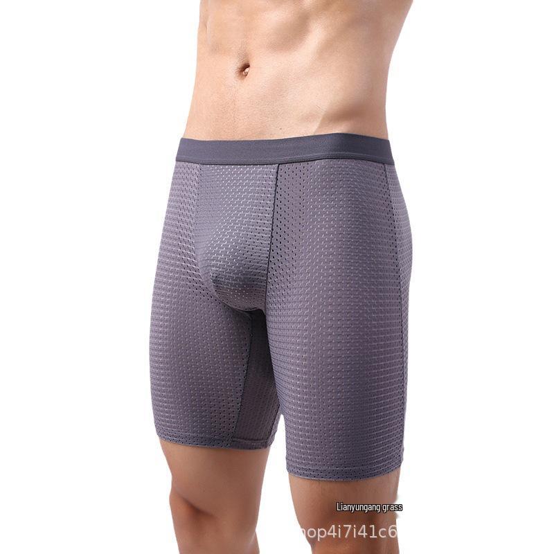 Men's Ice Silk Mesh Breathable Boxer Briefs - Anti-Chafing Four-Corner Shorts for Running