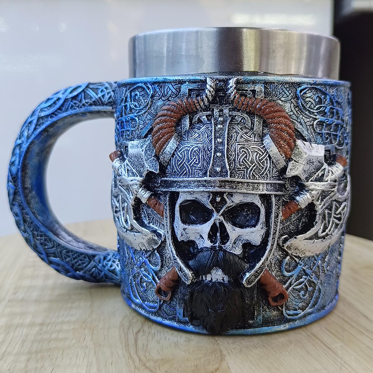 Viking Stainless Steel Single Handle Tomahawk Beer Mug Nordic Viking Warrior Mug Large Beer Mug Bar Drinkware Men s Gift 401-500ml