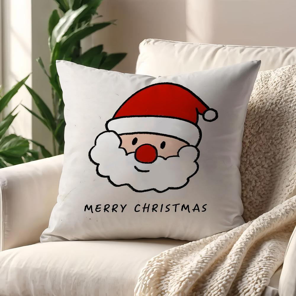 Merry Christmas Santa Claus Cushion Cover For Pillow Printing Sofa Decoration Home Car Room Coffee Shop Office Nordic Simplicity