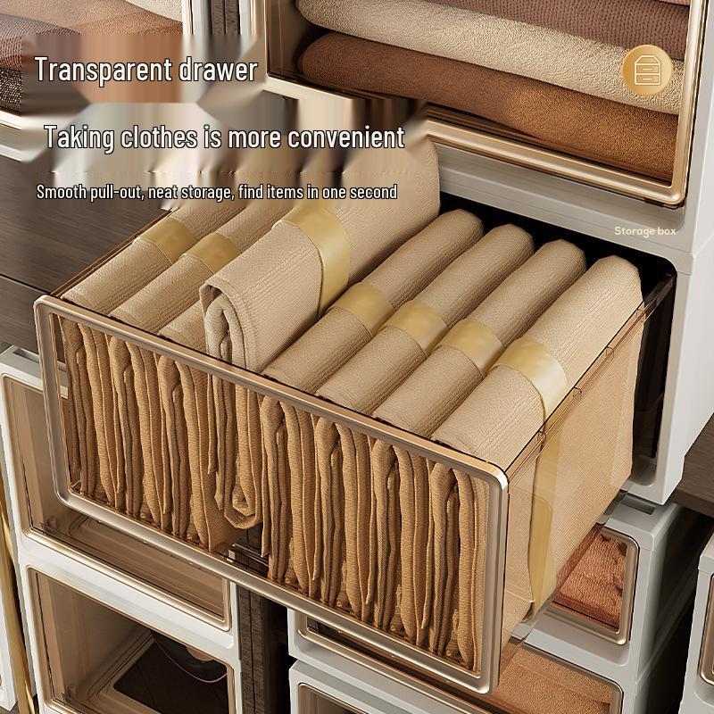Transparent Plastic Drawer Storage Box – Large Capacity Clothing Organizer