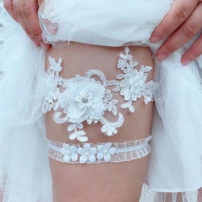 Ceinture porte-jarretelles de mariage sexy en dentelle avec strass et perles pour mariée, accessoire de mariage pour femme