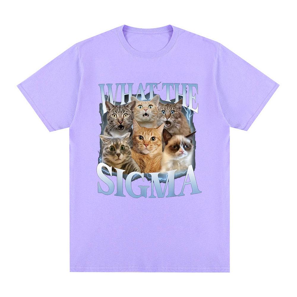 What The Sigma Funny Meme Cat Lovers Graphic T-Shirts Mens Women Cotton Oversized Short Sleeve T Shirts Fashion Comfort T Shirt