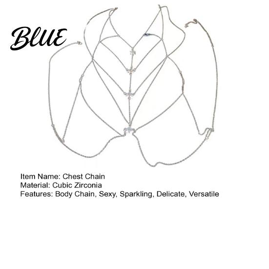 Lightweight Chest Jewelry Cubic Zirconia Chain Necklace Women Sexy Bikini