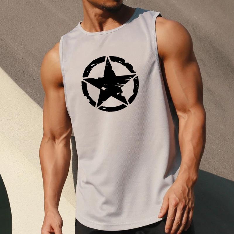 New Fashion Pure Polyester Sleeveless Shirt Vest Men's Fitness Shirt Men's Undershirt Bodybuilding Exercise Fitness Vest Fitness Men