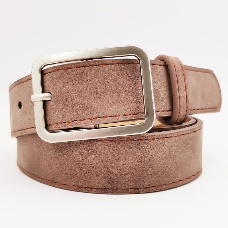 Simple and Versatile Square Buckle Imitation Leather Trendy Belts for Women's Belts for Retro Student Belts