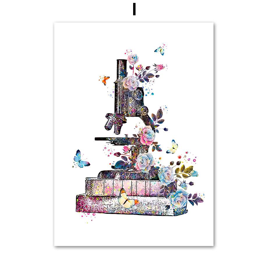 

Акварельные цветочные анатомические плакаты и принты, физиология, шприц, стетоскоп, сердце, легкие, настенная живопись на холсте, декор для комнаты 40X60cm No Framed