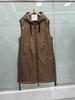 European camel fleece spring new medium and long camel fleece vest drawstring hooded women's warmth