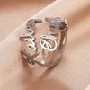 Teamer Personalised Custom Double Name Rings Stainless Steel Open Adjustable Couple Ring for Loved One Valentine's Day Gift
