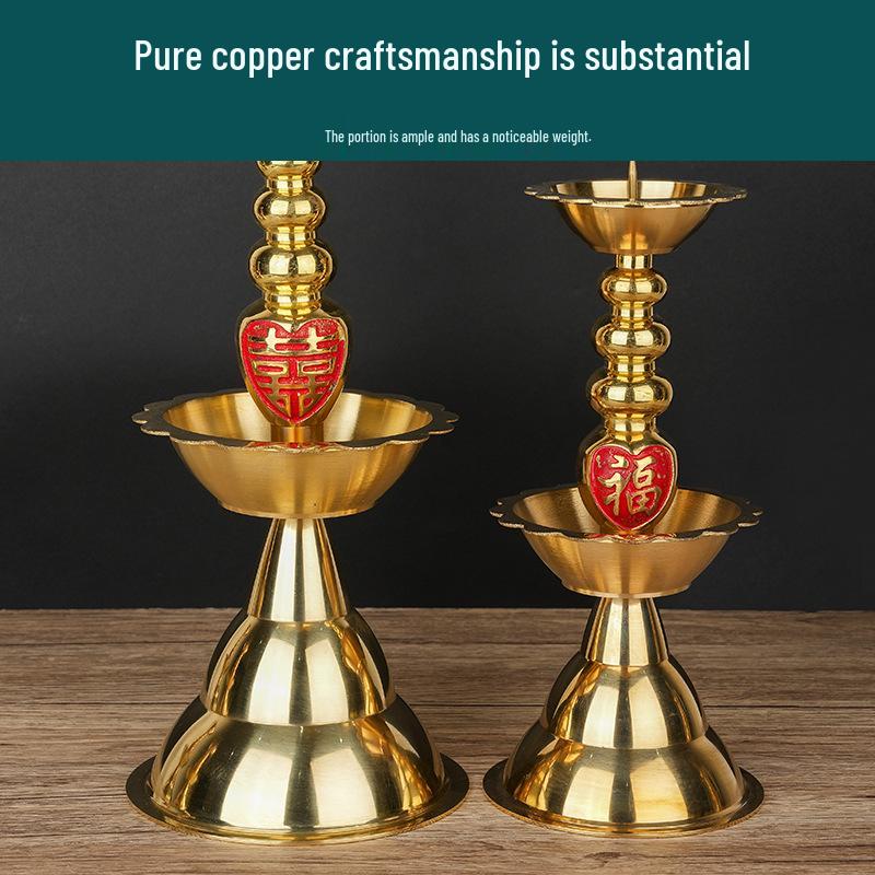 Retro Pure Copper Candlestick for Spring Festival or Weddings