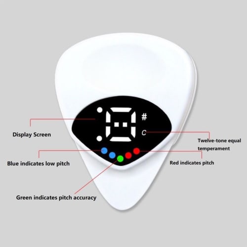 Clip-on Guitar Tuner for Acoustic/Electric Guitar, Portable Acoustic Guitar Tuner with Guitar Pick, Professional Digital Electronic Tuner with LCD Dis