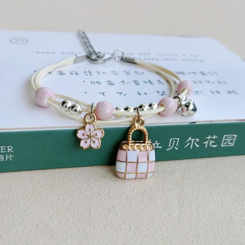 Korean Cute Cartoon Animal Cat Rabbit Flower Bracelet for Girl Kids Women Fashion Charm Student Friendship Bracelets Jewelry