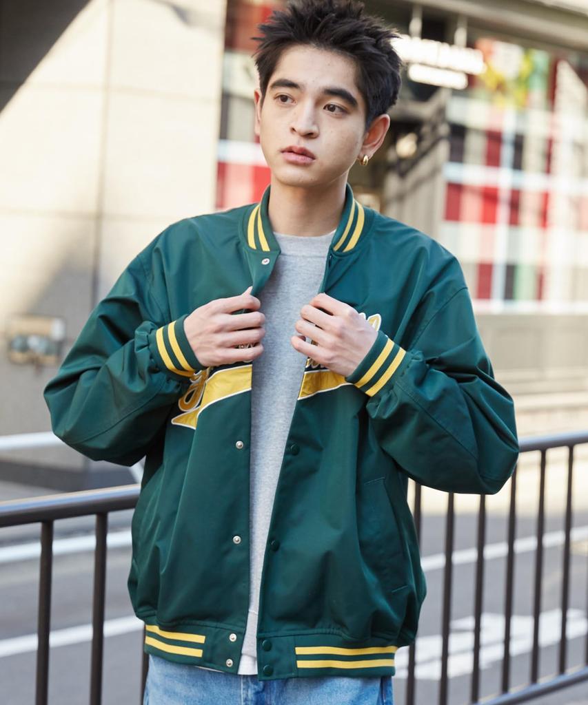 WEGO Patch Logo Stadium Size Green Men's Jacket, M,