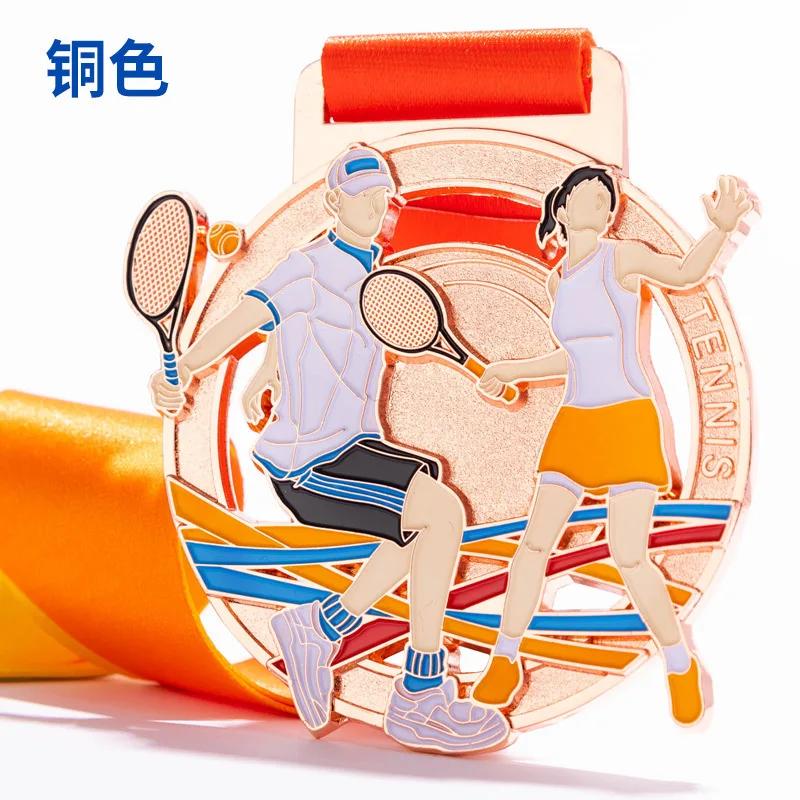 

Customization Metal Tennis Baked Paint Medal Sports Meeting Children s School Souvenirs Award Hanging Around the Neck Decor, 3Pc
