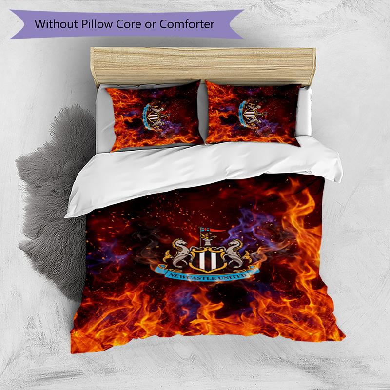 Set Lenzuola Stampato Newcastle United Football 3 Pezzi, Comodo Set Copripiumino per Camera da Letto Amico della Pelle