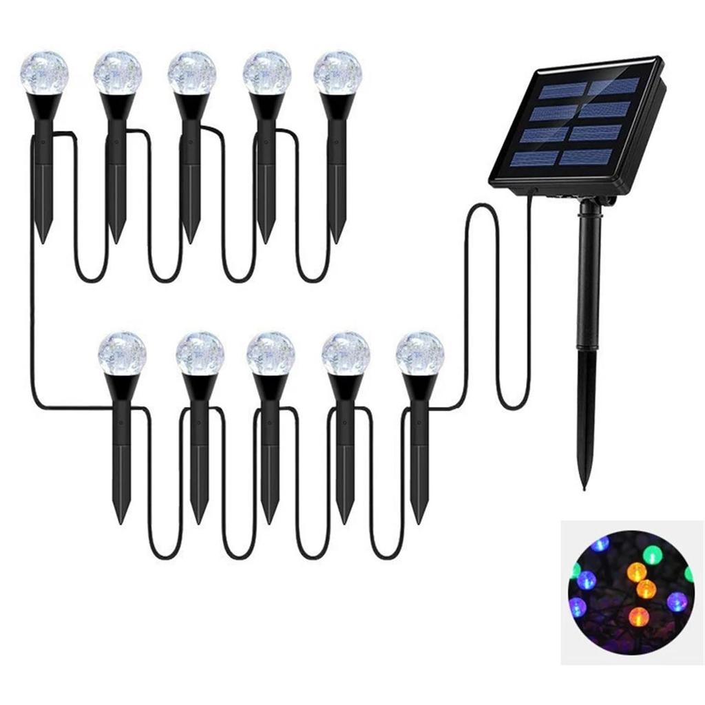10-LED Crystal Bubble Ball String Lights Outdoor Solar Garden Lights for Lawn Patio Landscape Stake Lamps