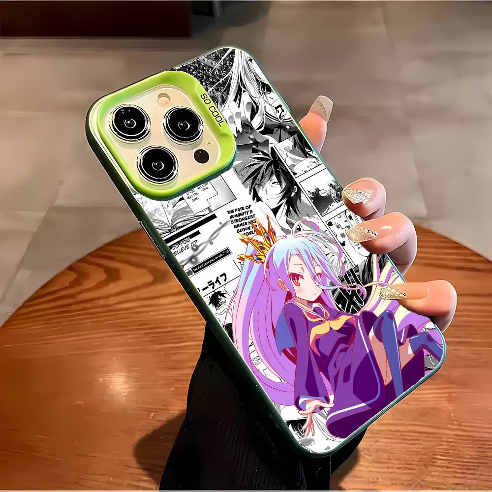 Anime Girl Shiro Phone Case For IPhone 17 16 15 14 13 12 11 Plus Pro Max Multicolor Aurora Laser Shockproof Funda Cover