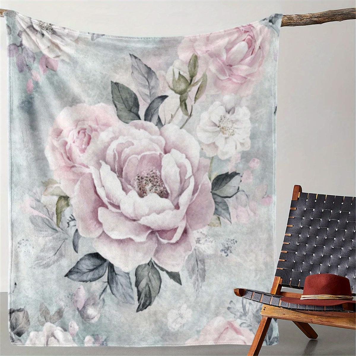 1Pc Custom Name Text Floral Rose Pattern Flannel Blanket Suitable for Living Room Bedroom Dorm Decor Wall Hanging Sofa Bed Couch 130x150cm