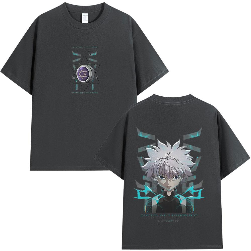 Japanese Anime Hunter X Hunter Killua Zoldyck Tshirt Unisexs Women Fashion Short Sleeve T Shirt Cotton Casual Oversized Tshirts