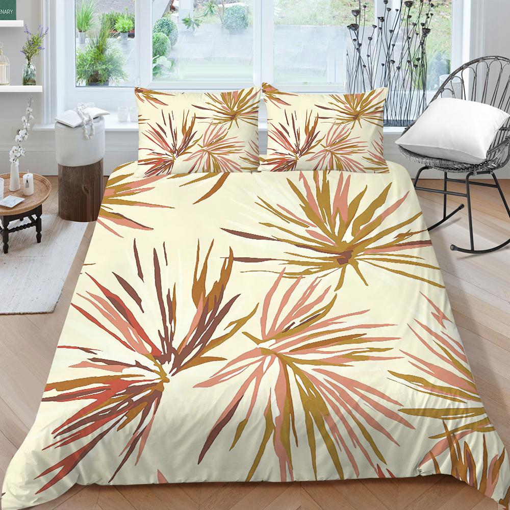 Home Bedding Set Plant Leaf Quilt Cover Pillow Case Home Bedding Set EU Full Size Single/Double Bed Home Decoration