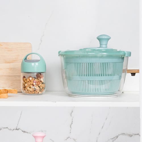 5L Manual Vegetable Washer Spinner, Large Lettuce Dryer, Mixer for Vegetables, Herbs, Berries, and Fruits, with Non-Slip Base