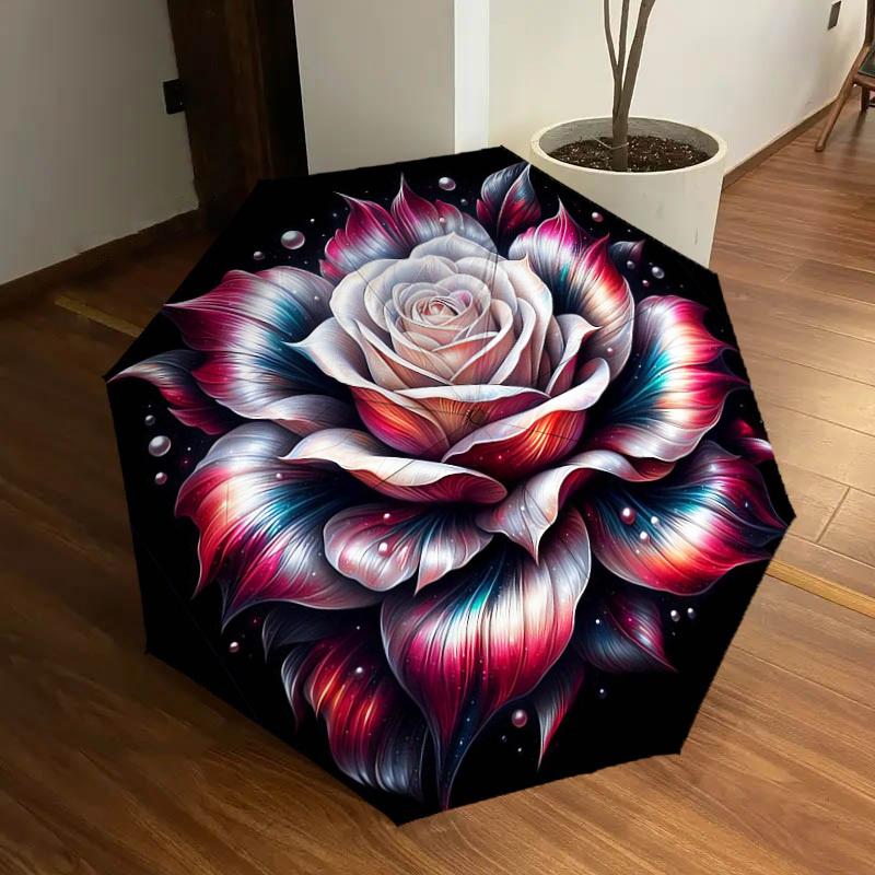 1pc Rose Flower Pattern Umbrella  Automatic Opening and Closing Umbrella, High quality Umbrella, Ideal Gift for Her 184