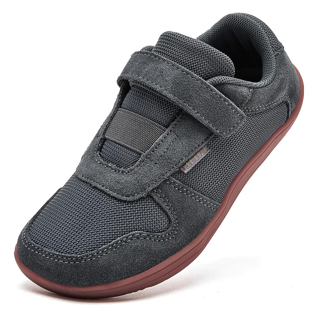 HOBIBEAR Wide Barefoot Shoes Boys Girls Artificial Leather Mesh Lightweight Breathable Sneakers Minimalist Zero Drop Shoes