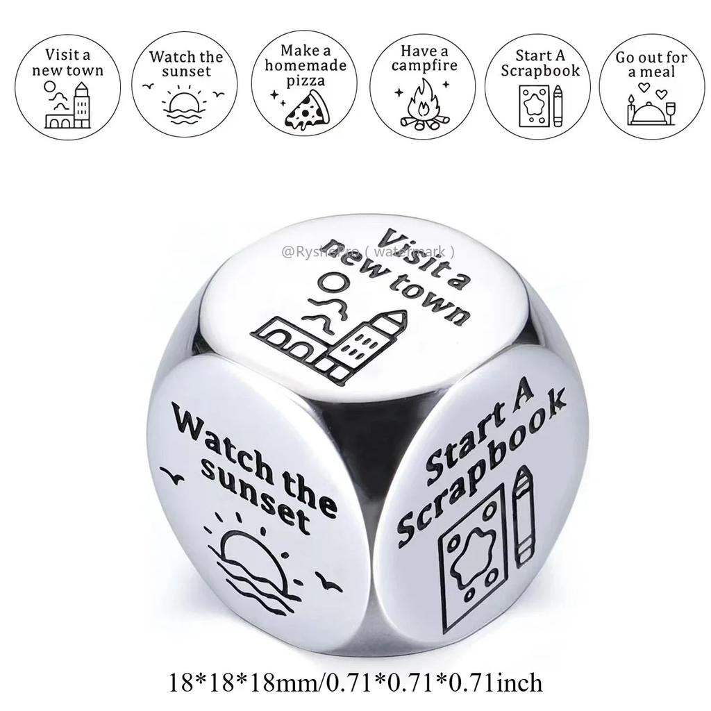1pc Food Decision Dice Anniversary Date Night for Couple Stainless Steel Food Determine Dice Set Men Women Birthday Wedding Gift