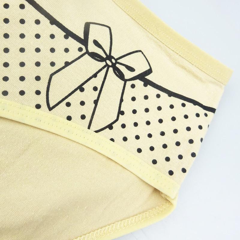 Cotton Mid-Rise Panties Plus Size Underwear for Women Cute Bow Dots Lady Briefs Lingerie 6 Pcs/set