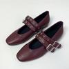 Fashion Female Footwear Shallow Ladies Ballet Flats Shoes Fashion Buckle Strap Round Toe Luxury Women Flats Mary Janes Shoes