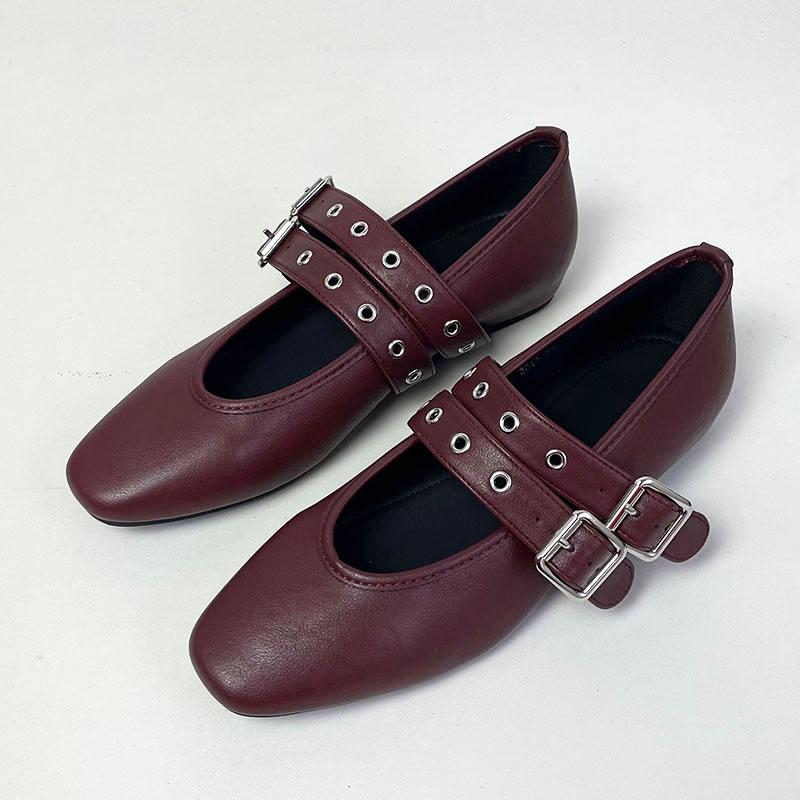 Fashion Female Footwear Shallow Ladies Ballet Flats Shoes Fashion Buckle Strap Round Toe Luxury Women Flats Mary Janes Shoes