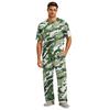Herren Kurzarm-Schlafanzug-Set mit langer Hose, Schrittknopf und elastischem Kordelzugbund für zu Hause