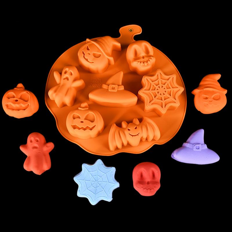 Halloween Pumpkin Silicone Mold Ghost Bat Chocolate Cookie Candy Mould Halloween Party DIY Baking Tools Cake Decoration Ice Mold