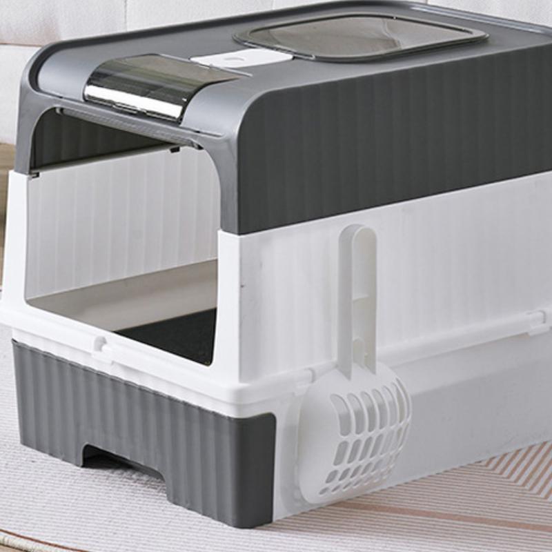 Cat Litter Box with UV Sterilization Lights Large Capacity Fully Enclosed Cat Toliet Litter Pan Anti-Splashing Kitten Bedpan