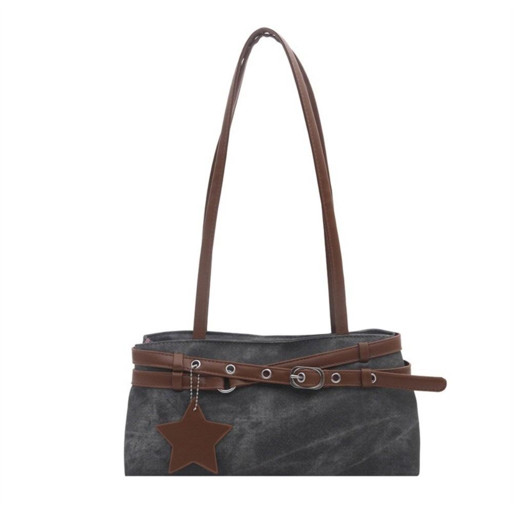 Star Pendant Y2K Shoulder Bag With Metal Buckle Belt Underarm Bag Fashion Women Handbag Women