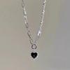 Black Heart Pendant Necklace Personalized Versatile Alloy Pin Splicing Chain Necklace Clavicle Chain Jewelry