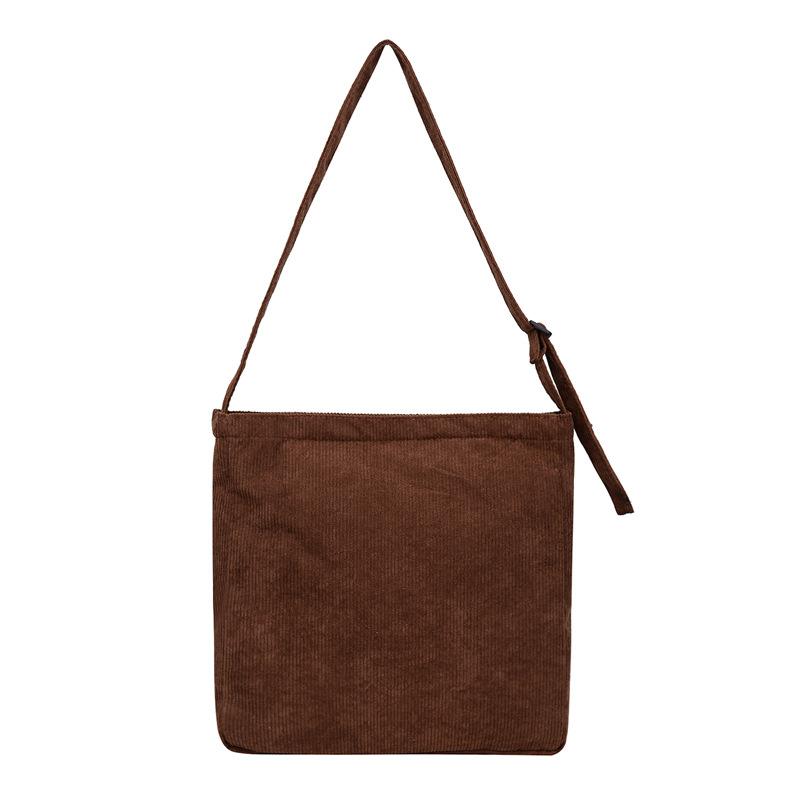 

Сумка-шоппер большой вместимости, повседневная литературная холщовая сумка, простая ретро вельветовая на плечо, сумка-мессенджер женская one size fits all коричневый