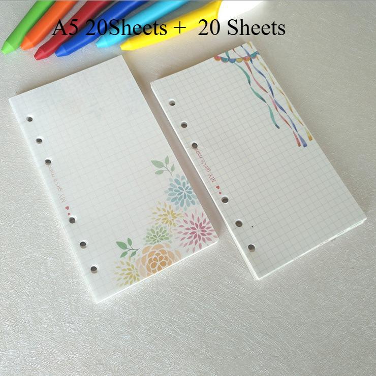 A5 A6 A7 40Sheets Loose Leaf Notebook Refill Spiral Binder Inner Page Inside Paper Stationery Premium Durable Quality