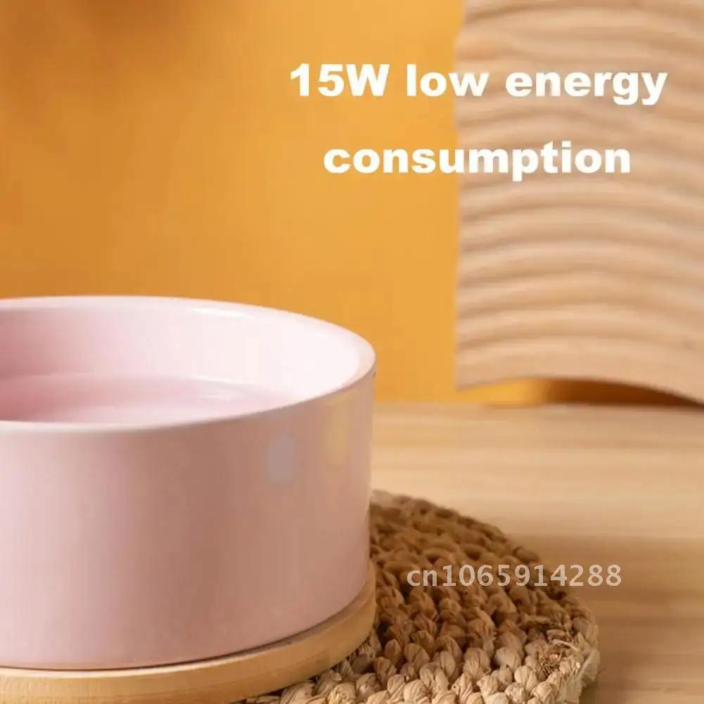 350ml Pet Control Water Feeder,Thermal Cat Water Electric Wood Bowl,With Bowl,With Thermostatic Base,Heating Ceramic Heated