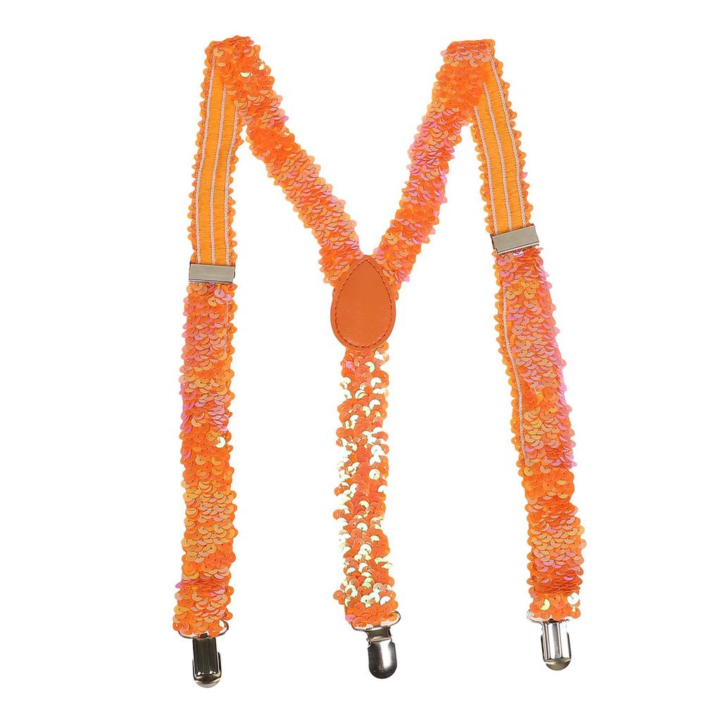 Unisex Sequin Y Back Suspenders 3 Clips Adjustable Elastic Braces
