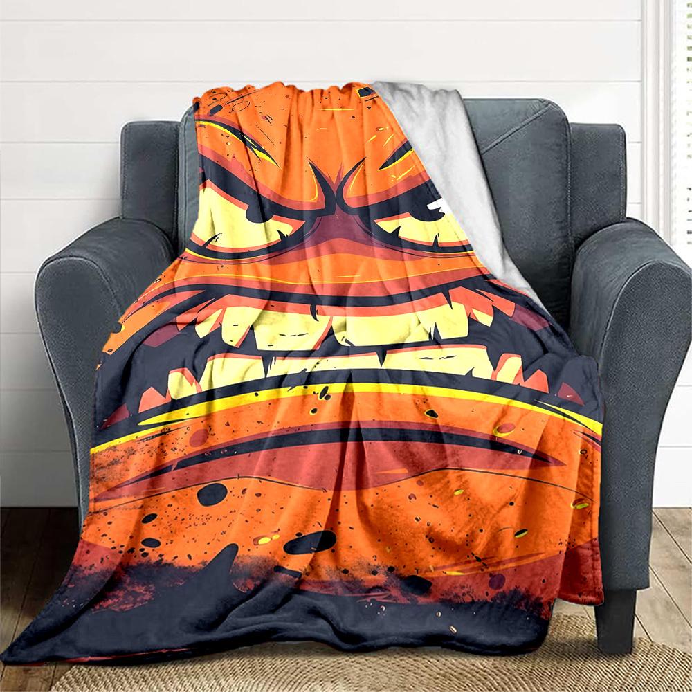 1pc Angry Face Blanket, Lightweight Flannel Throw Blanket For Sofa, Bed, Travel, Camping, Living Room, Office, Couch, Chair, And Bed