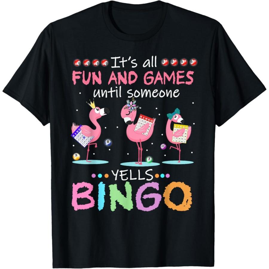 Flamingo Bingo Funny T-Shirt XXXXXL чёрный