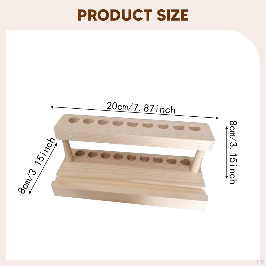 Elegant And Lightweight 9-slot Wooden Pencil Holder for Makeup Brushes, Ideal A Countertop Or