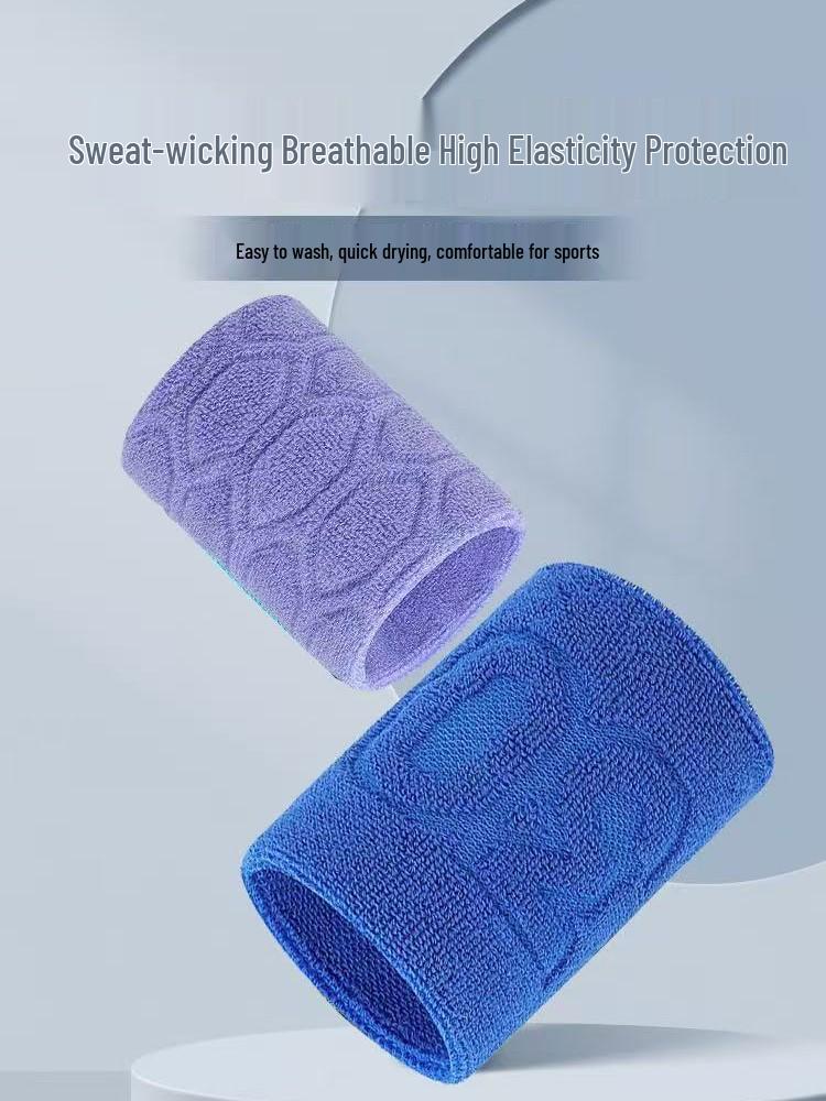 Cotton Sports Wristband: Sweat-Absorbent, Protective Gear for Fitness, Basketball, Badminton.
