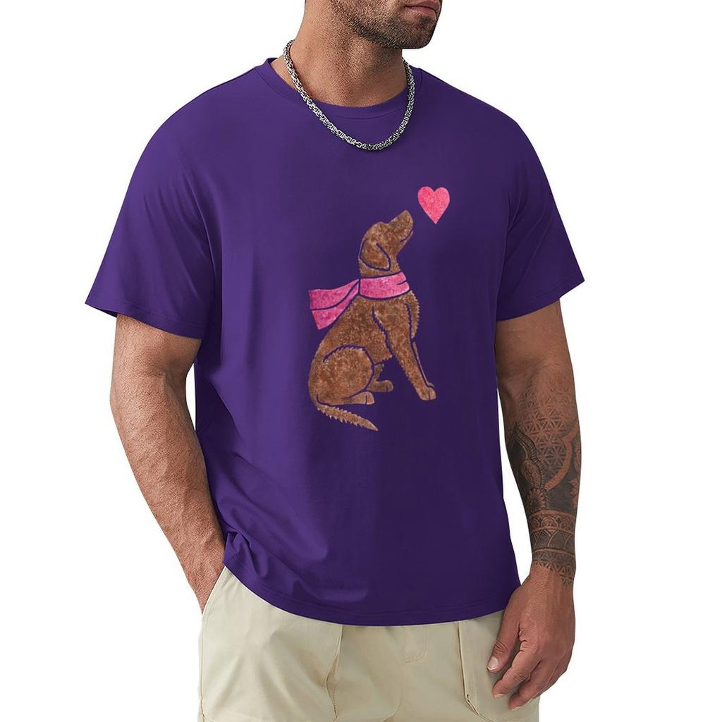 Watercolour Curly-coated Retriever T-Shirt Blue Archive Oversized Fitted T Shirts for Men