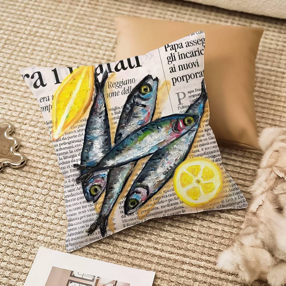 Colorful Sardine Lobster Pillow Case Anti-dustmite Invisible Zipper Sofa Bed