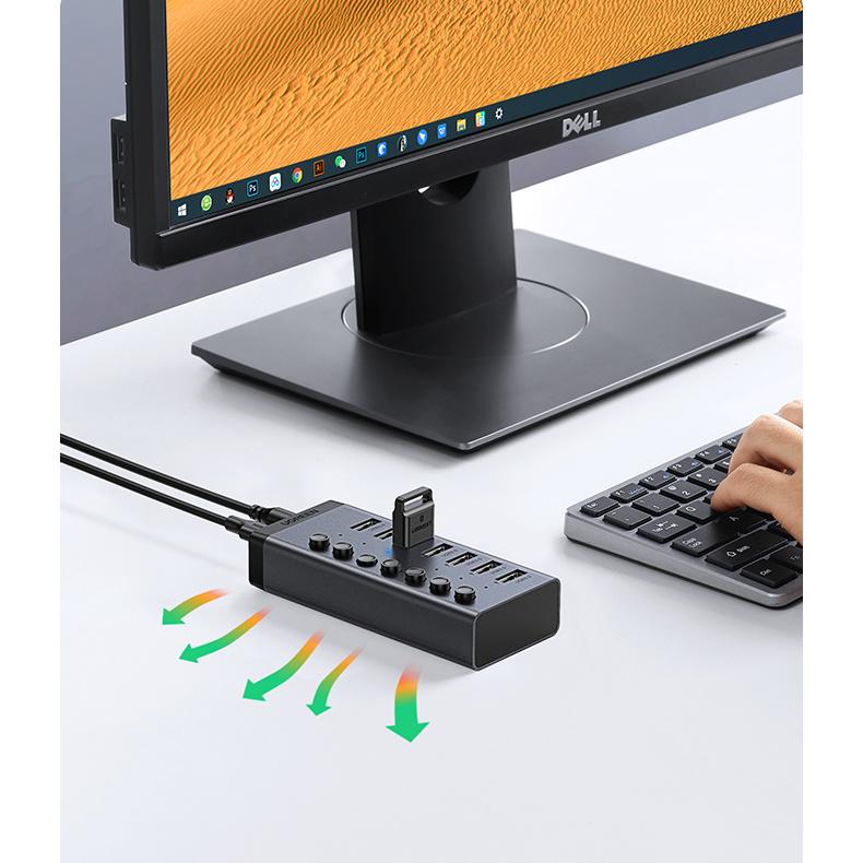Ugreen 7-Port USB-C Hub with Power Delivery & Slate Gray Finish (CM481)