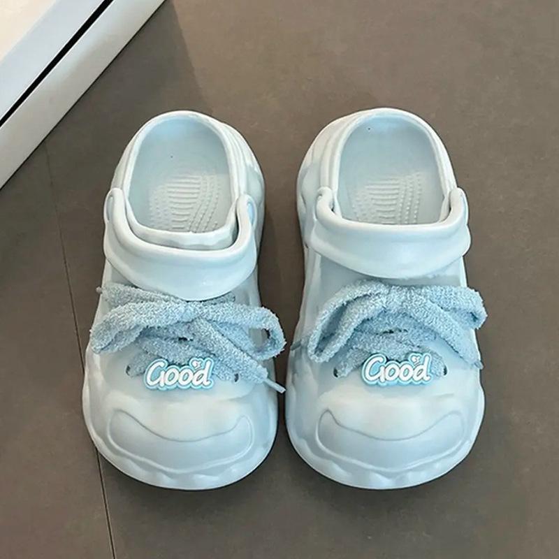 Queen Fan cute high-end thick-soled shit-stepping hole shoes women wear bag head cool slippers 39-40 packed in bags синий 3260₽