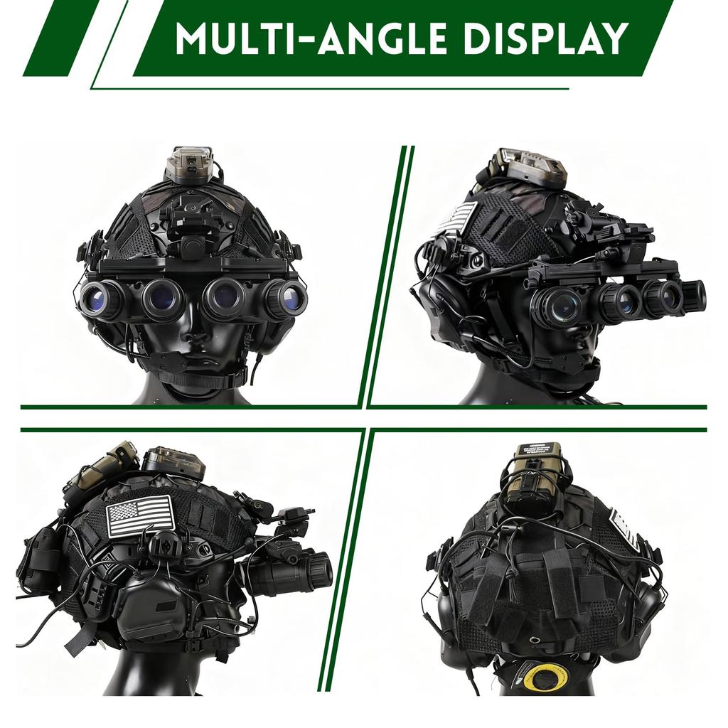 Set Casco Tattico Casco Protettivo Regolabile FAST con Cuffie Luce Sopravvivenza Modello NVG Luce Segnalazione per CS Airsoft Cosplay