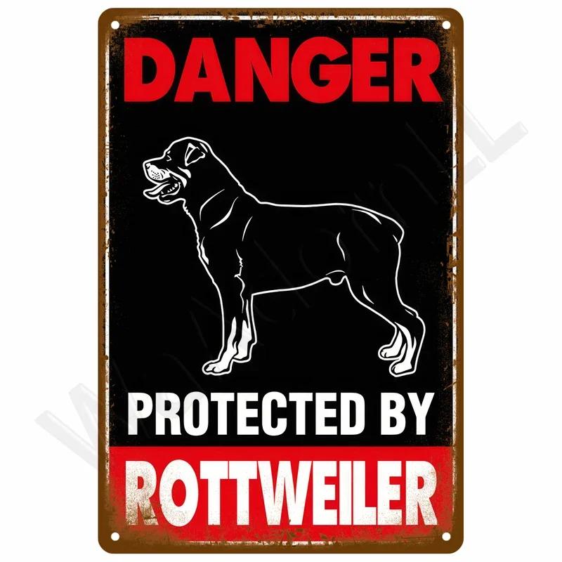 HD Metal Tin Sign Vintage Funny Danger  Warning Wall Decor Retro Shark Skeleton Rottweiler Cat Girls Only Sign for Home Bar Gar