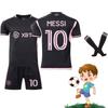 Miami 10 Messi Fußballuniform Heim Auswärts Schwarz Rosa Polyesterstoff Hemd Hose Socken Enthalten